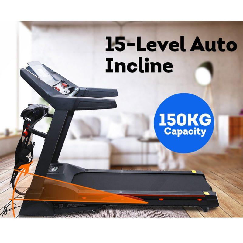 JMQ Fitness 5668 3.5HP Foldable Electric Treadmill Home Fitness Auto Incline w/ Multi-functional Accessories