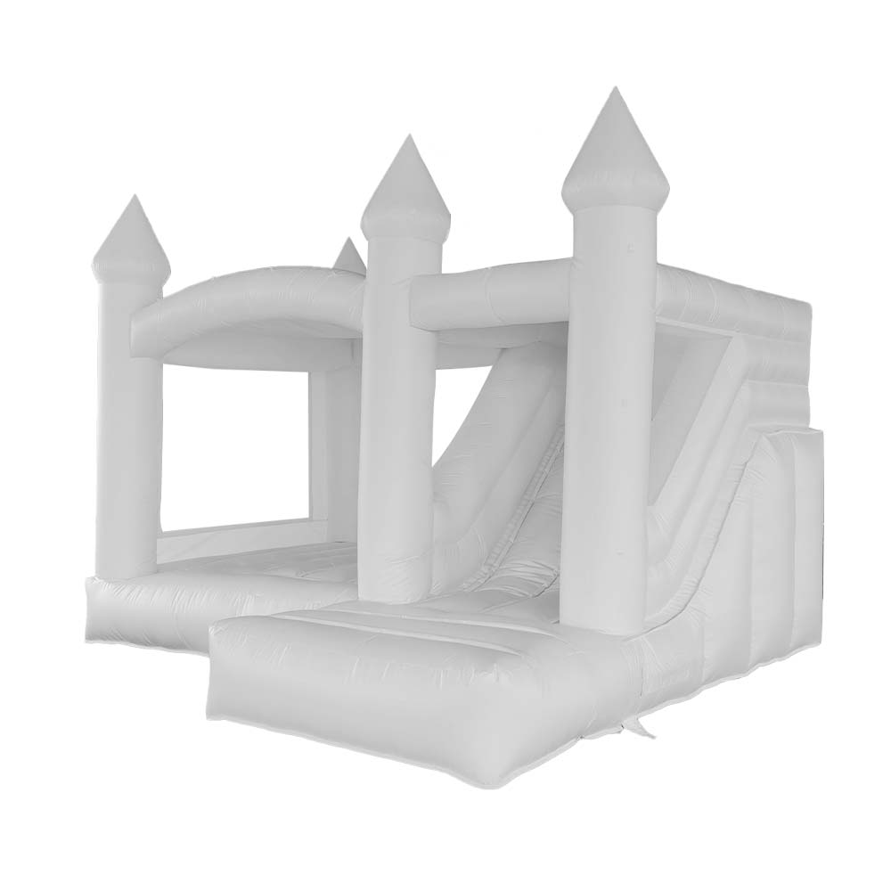 AUSFUNKIDS 0119 Bounce House 4.5X4X3.4m PVC Bouncy Castle with Blower For Fun White Wedding Bounce House