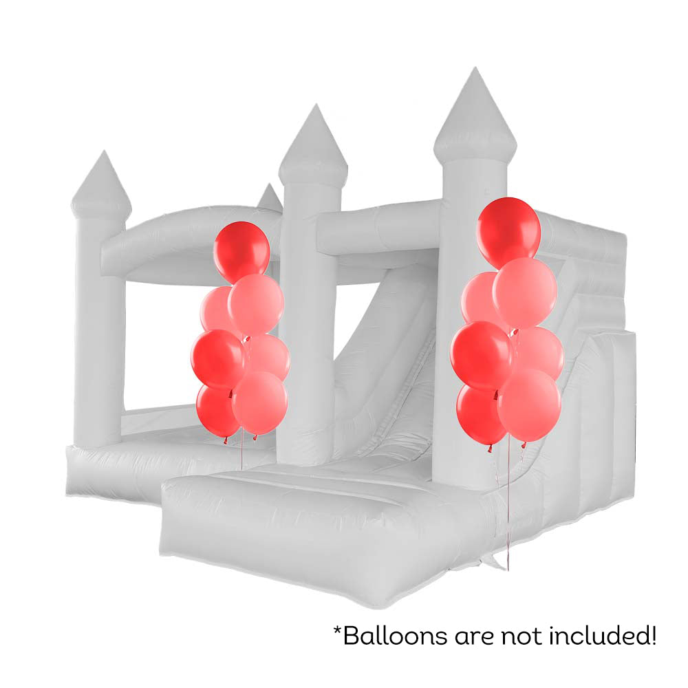 AUSFUNKIDS 0119 Bounce House 4.5X4X3.4m PVC Bouncy Castle with Blower For Fun White Wedding Bounce House
