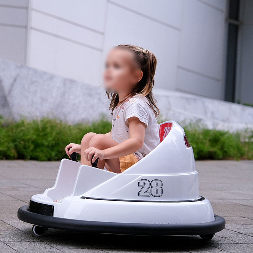AKEZ 360-degree Rotation Kid Electric Go Kart For Kids - White