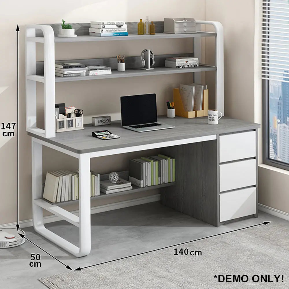 MASON TAYLOR HDF Multi-functional Office Desk With Bookshelf Study Desk - Grey megalivingmatters