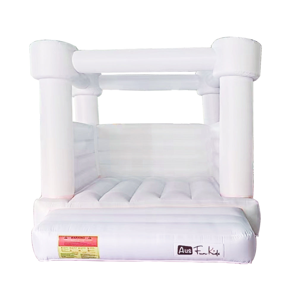 AUSFUNKIDS 4x3x2.4m PVC Fabric Bounce House Bouncy Castle with Blower For Fun - White