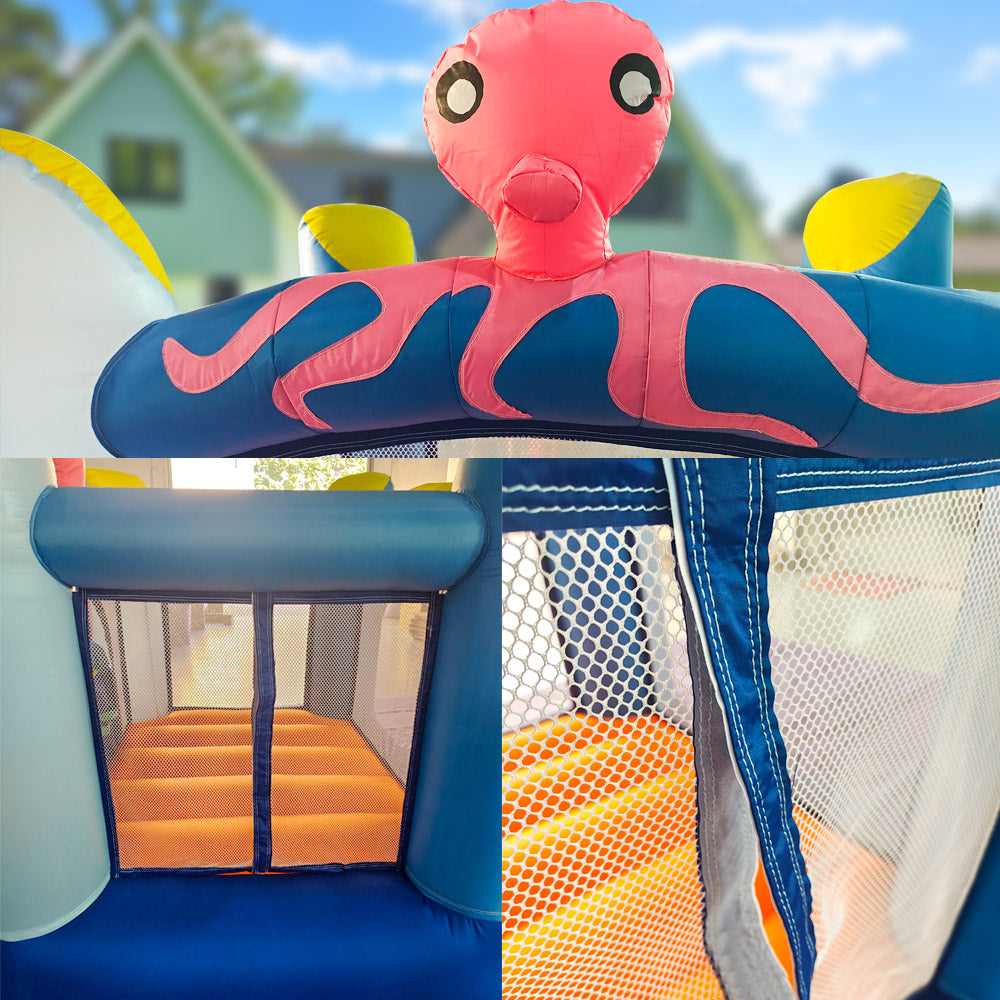 Octopus Small Inflatable Castle Kids Home Amusement Playground w/ Slide climb