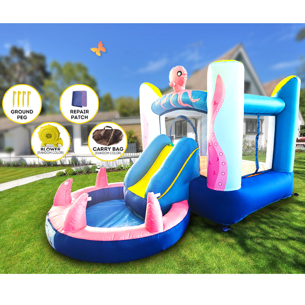 Octopus Small Inflatable Castle Kids Home Amusement Playground w/ Slide climb