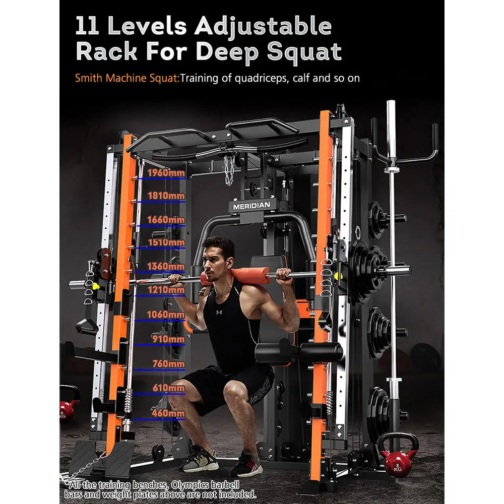 Meridian Q8 Multi-functional Squat Rack Pull-Up Bar Home Gym Weight Train Equipment Smith Machine