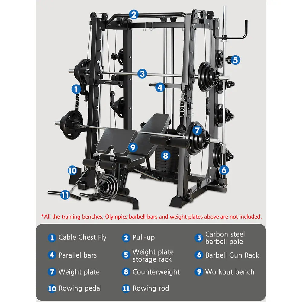 Meridian X6 Home Gym Multi-function Power Rack Squat Cage Weight Train Equipment Smith Machine