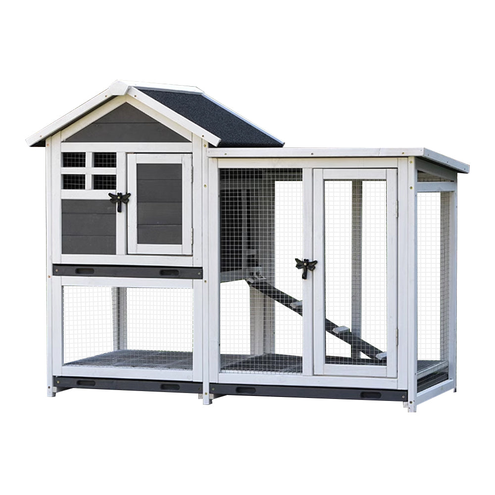 MASON TAYLOR Small Solid Wood Rabbit Cage Outdoor Pet House - Gray