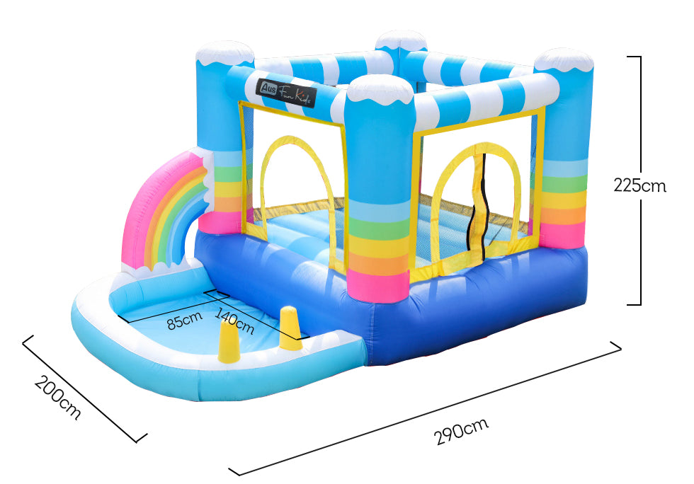 Rainbow Inflatable Jumping Castle Kids Small Home Amusement Playground w/ Ball Playing Area