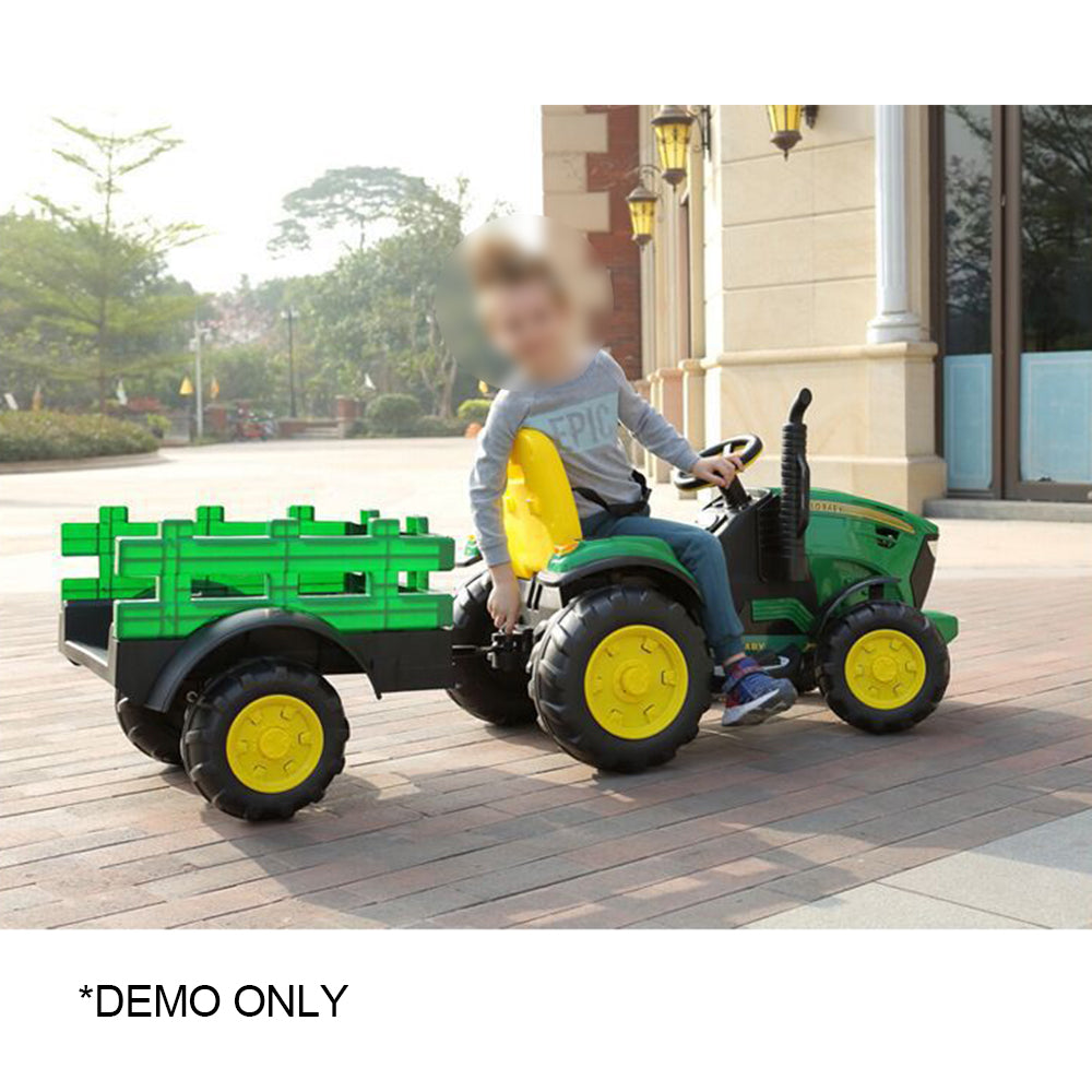 AUSFUNKIDS 12V 7AH Remote Control Electric Ride On Car Tractor with Trailer