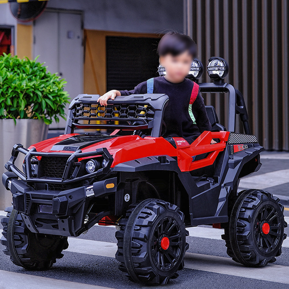 AKEZ 4WD12V Four-wheel Drive Electric Car W/ Remote Control Kids Ride On Car-Black&Red