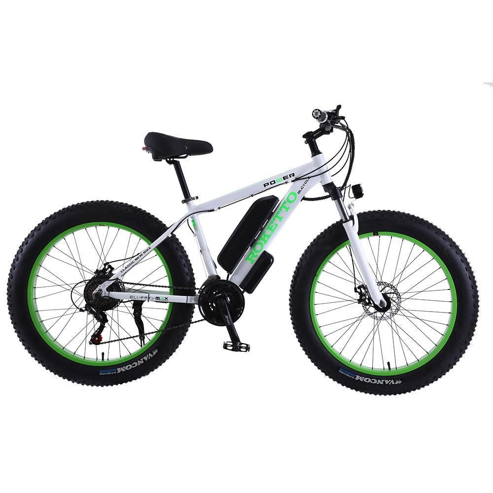 ROKETTO 36V Snow Motorized Bicycle Electric Bike eBike 26 Inch with Battery AKEZ