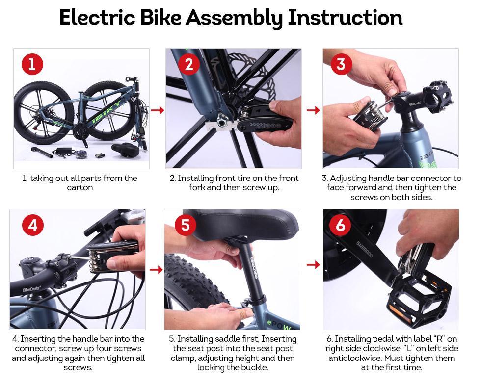 ROKETTO 36V Snow Motorized Bicycle Electric Bike eBike 26 Inch with Battery AKEZ