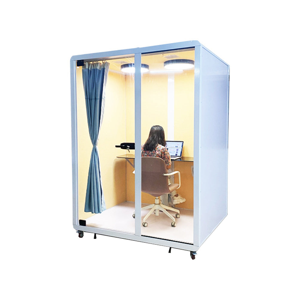 MASON TAYLOR 1.3x1.6m Movable Soundproof Booth w/ Light - White
