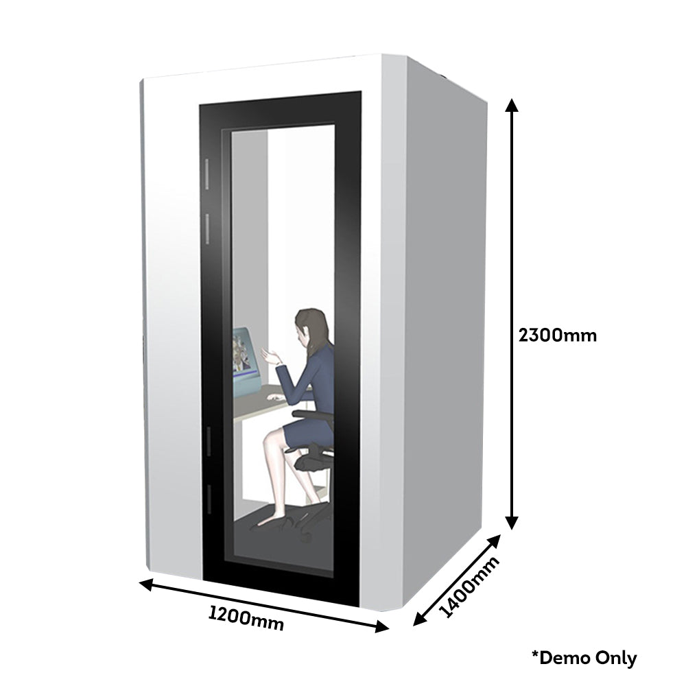 MASON TAYLOR 1.2x1.4m Movable Soundproof Booth w/ Desk - White