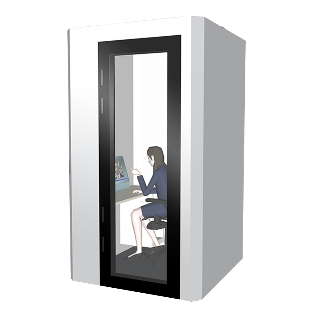 MASON TAYLOR 1.2x1.4m Movable Soundproof Booth w/ Desk - White