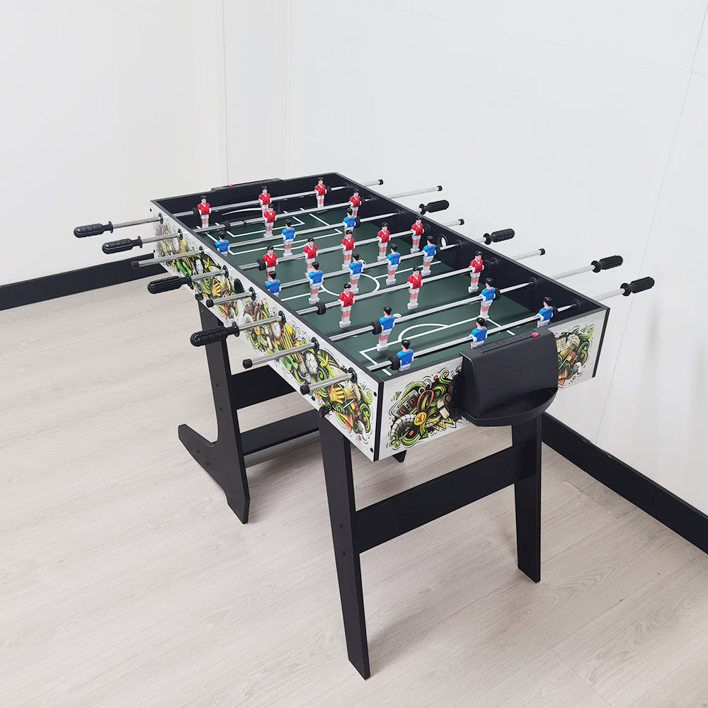 MACE 4FT Foosball Soccer Table With Standing Legs-Colourful Black