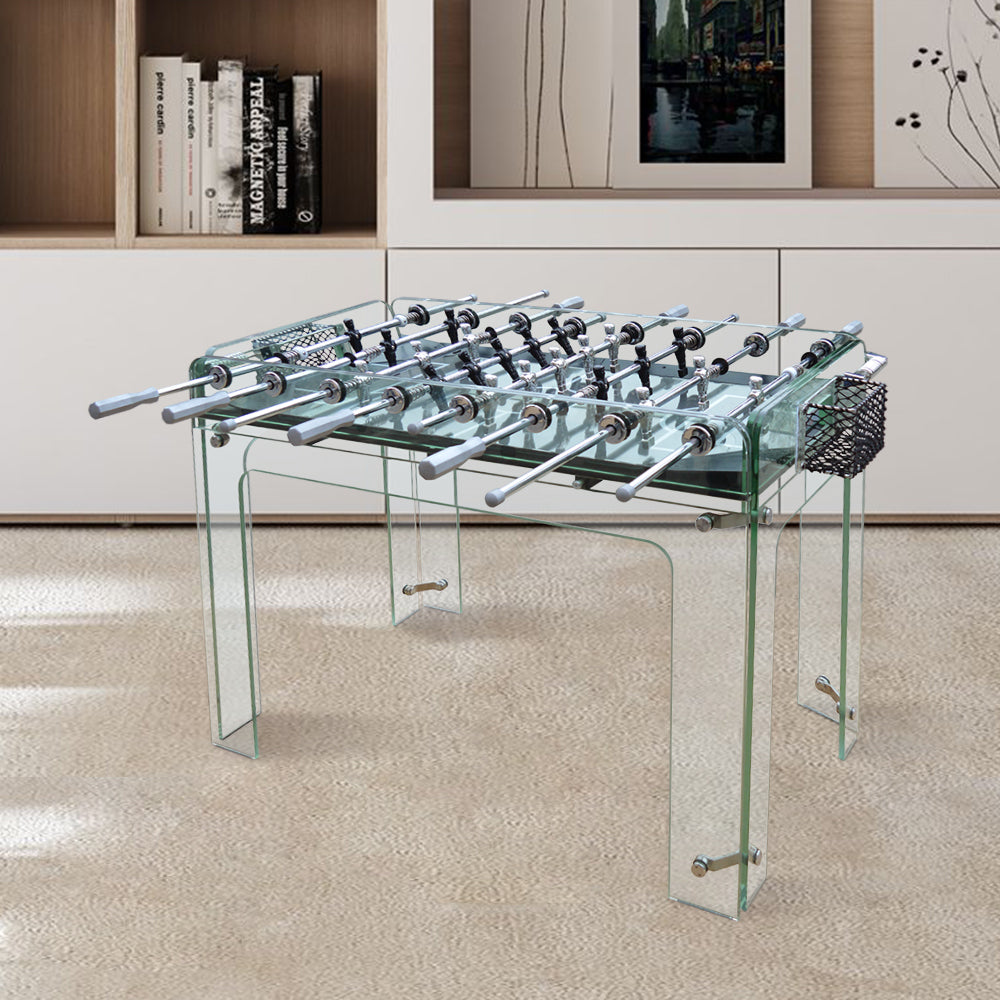 MACE 5FT Luxury Crystal Full Glass Frame Soccer Table w/ 4 Soccer Balls Foosball Table Game Home Party Gift - Glass
