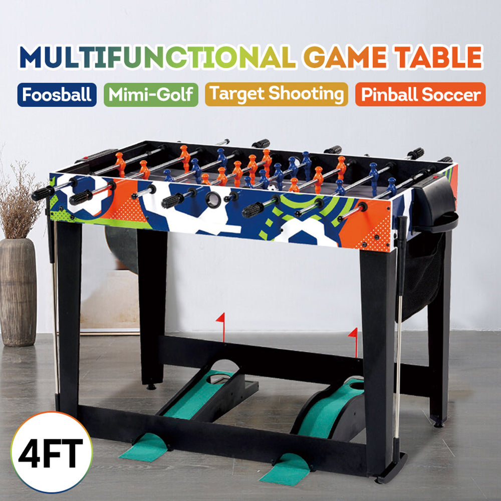 MACE 4FT 4-In-1 Multifunctional Foosball Soccer Table - Black