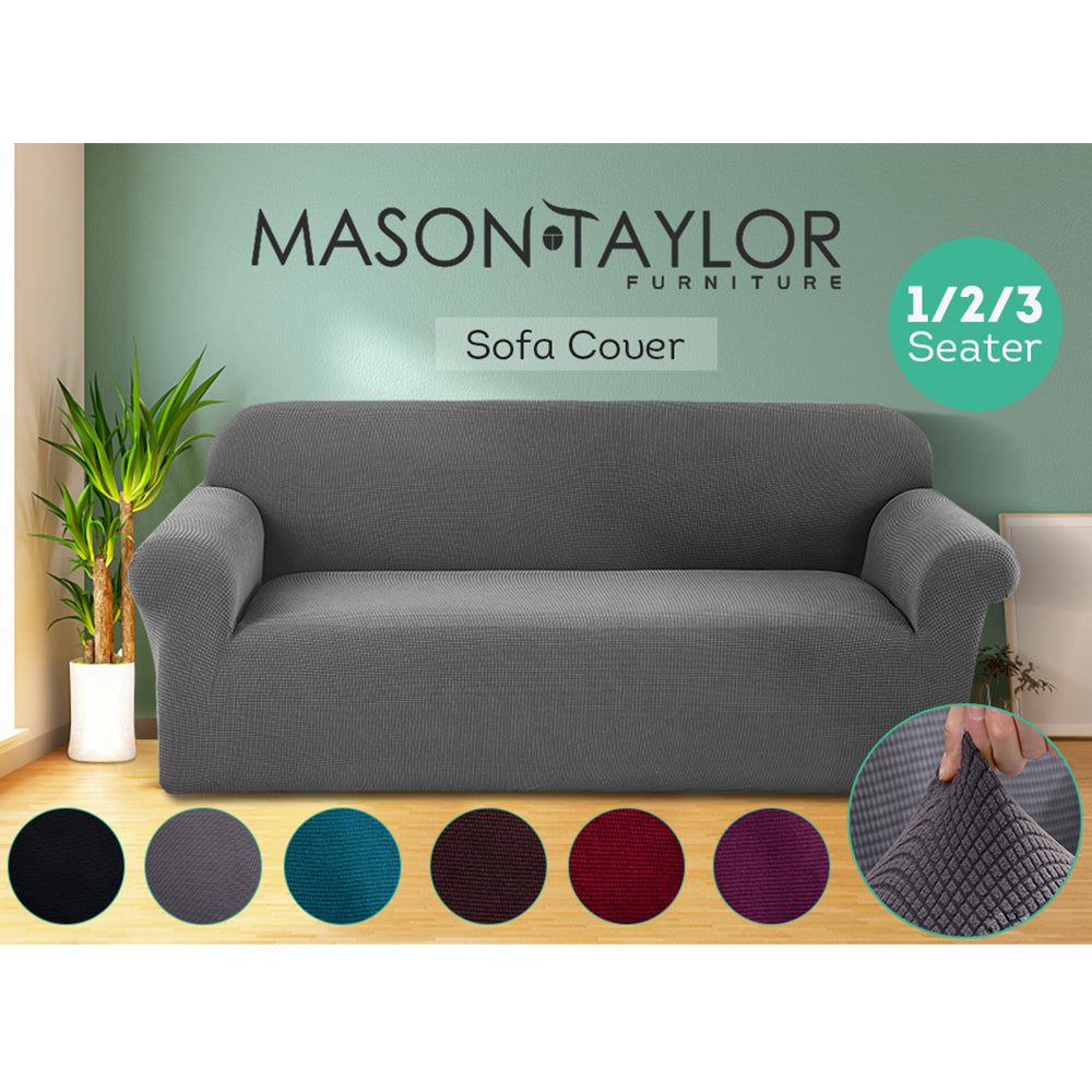 MASON TAYLOR Stretchy Sofa Cover Small Grid Texture Fully Covered Double Seater