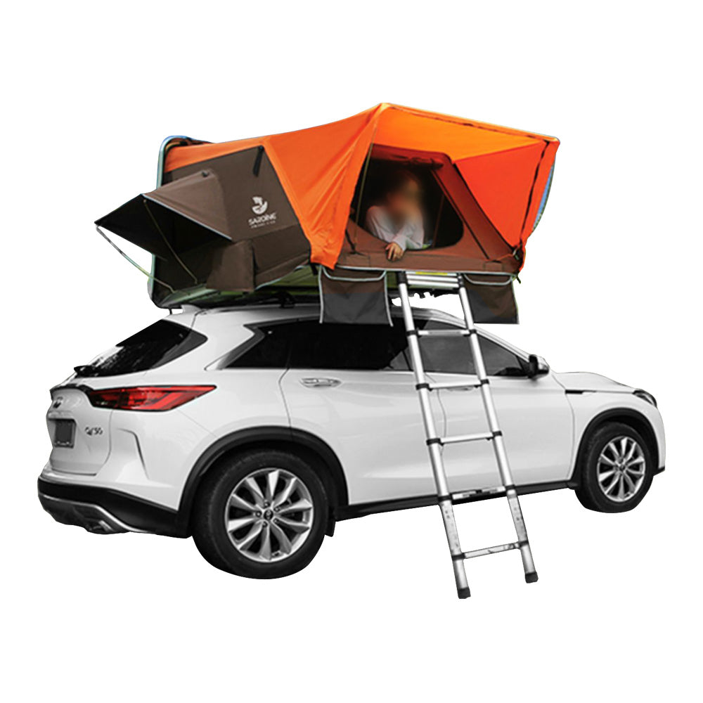 LANNISTER CF01 2 Person Hard Shell Rooftop Tent with Mattress ââ‚?Orange&Coffee