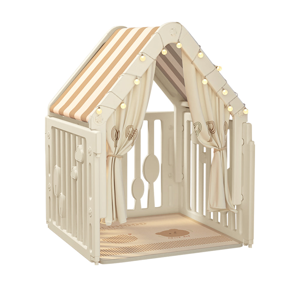 AUSFUNKIDS Indoor Children Game House HDPE and Canvas - Coffee&White
