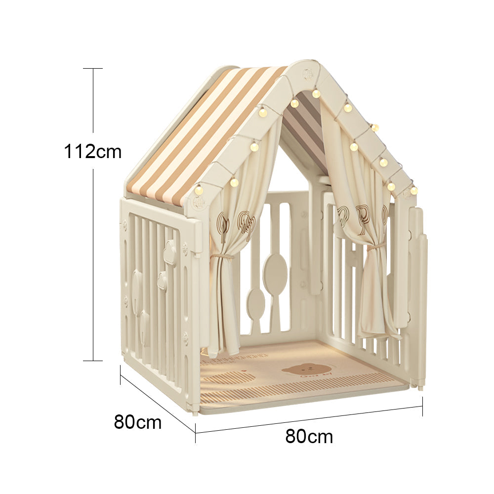 AUSFUNKIDS Indoor Children Game House HDPE and Canvas - Coffee&White