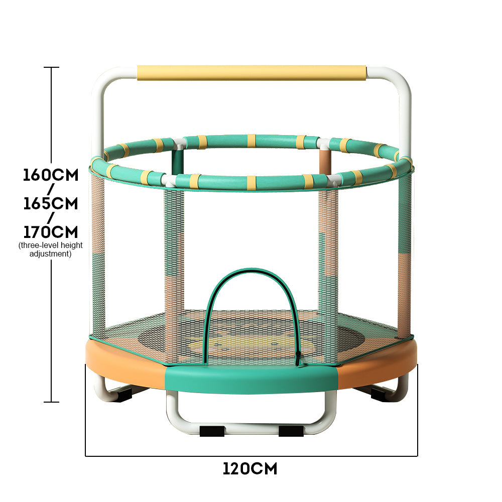POP MASTER Diameter 1.2M Kids Trampoline Three-level Height Adjustment - Green&Orange