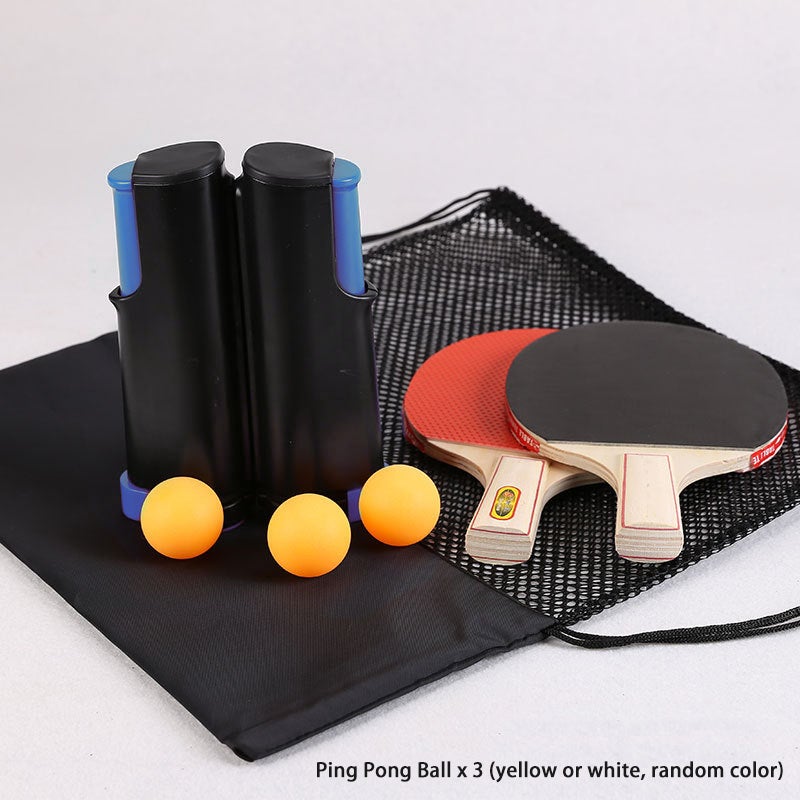 Social Table Tennis Set 1 Pair Bat Ping Pong Ball Net Package W/ Handbag