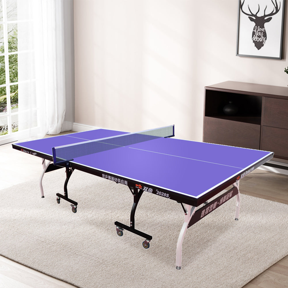 DOUBLE FISH 2028S Indoor Foldable Table Tennis/Ping Pong Table High-quality Steel Leg - Black&Blue