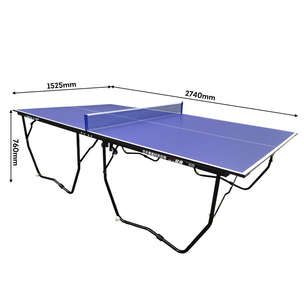 DOUBLE FISH 309 Indoor Table Tennis/Ping Pong Table High-quality Steel Leg - Black&Blue