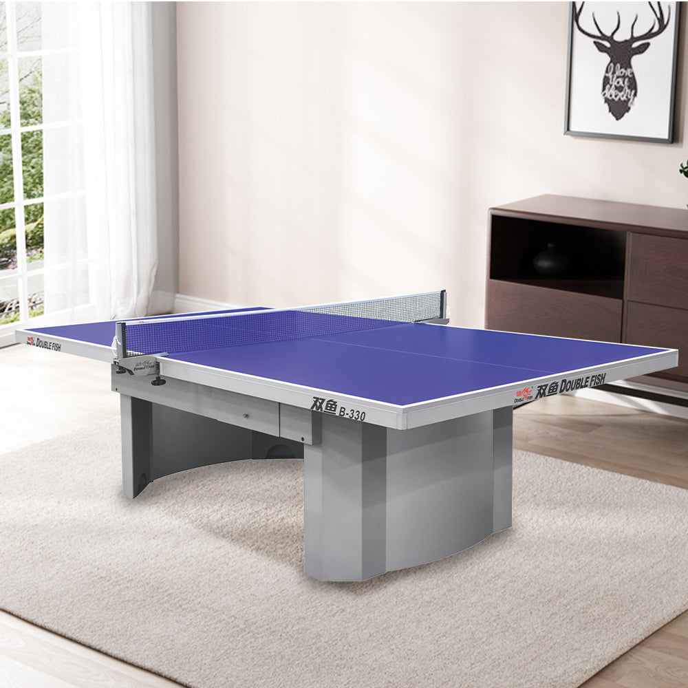 DOUBLE FISH B330 Indoor Table Tennis/Ping Pong Table High-quality Steel Leg - Gray&Blue