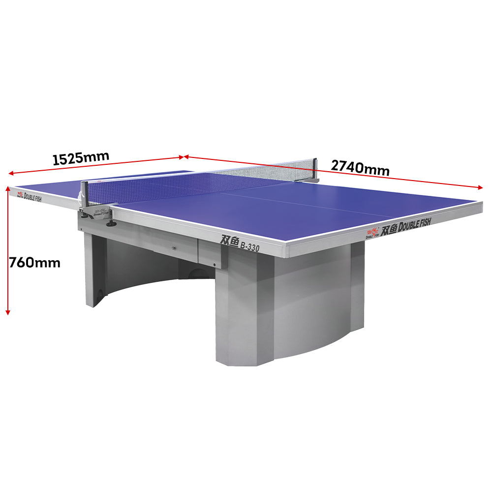 DOUBLE FISH B330 Indoor Table Tennis/Ping Pong Table High-quality Steel Leg - Gray&Blue