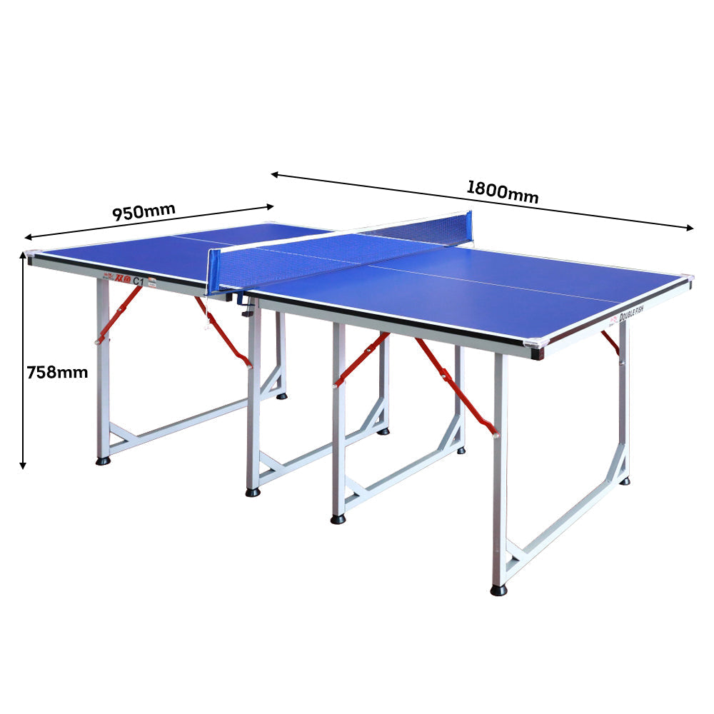 DOUBLE FISH C1 Indoor Table Tennis/Ping Pong Table High-quality Steel Leg Home Game - Gray&Blue