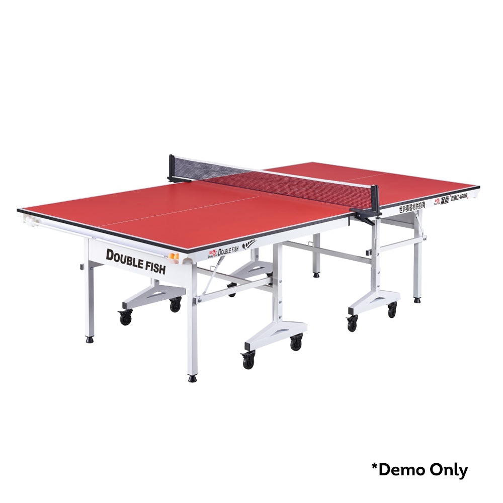 DOUBLE FISH 22MM Indoor Foldable Table Tennis/Ping Pong Table High-quality Steel Leg - White&Red