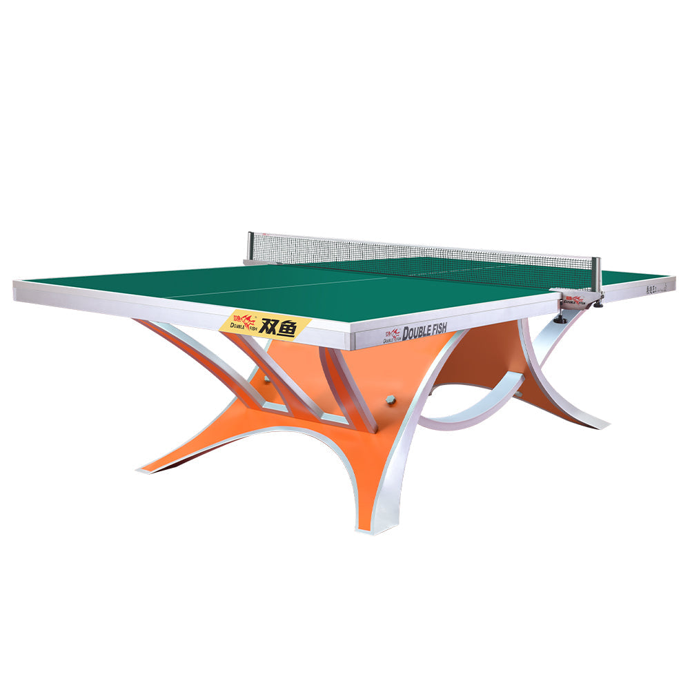 DOUBLE FISH VOLANT KING 2 Indoor Table Tennis/Ping Pong Table High-quality Steel Leg Competition Table - Orange&Green