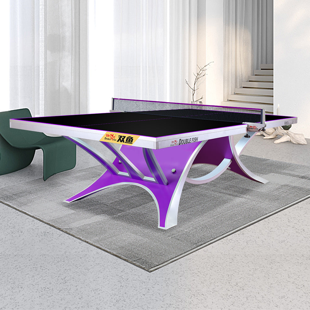 DOUBLE FISH VOLANT KING 2 Indoor Table Tennis/Ping Pong Table High-quality Steel Leg Competition Table - Purple&Black