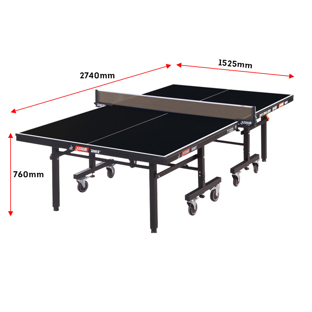 DHS T1223 Indoor 22mm Table-top Table Tennis / Ping Pong Table W/ Accessories - Black
