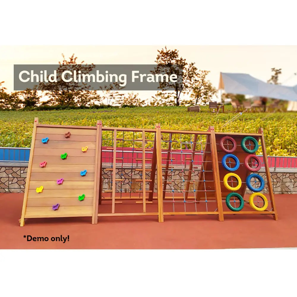 T&R SPORTS SBIG8 Outdoor Solid Wood Eight-sided Kids Climbing Frame Kids Playground - Wood Grain megalivingmatters
